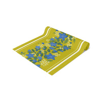 Balloonflowers on Green Table Runner