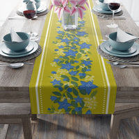 Balloonflowers on Green Table Runner