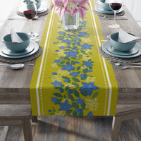 Balloonflowers on Green Table Runner