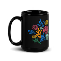 Summer Floral Black Glossy Mug