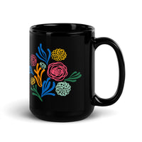Summer Floral Black Glossy Mug