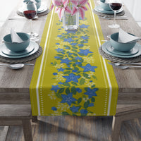Balloonflowers on Green Table Runner