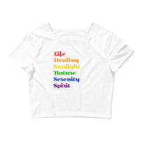 Rainbow Script Stack Crop Tee